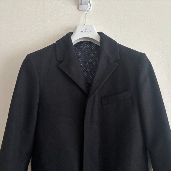 $600 Club Monaco Black Wool Overcoat/ Top Coat Surgeon’s Cuffs- 36 / Small - Picture 3 of 14
